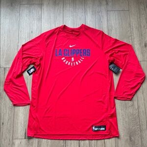 Nike Los Angeles Clippers Authentic NBA Long Sleeve Red Warm Shirt Men’s 4XLT